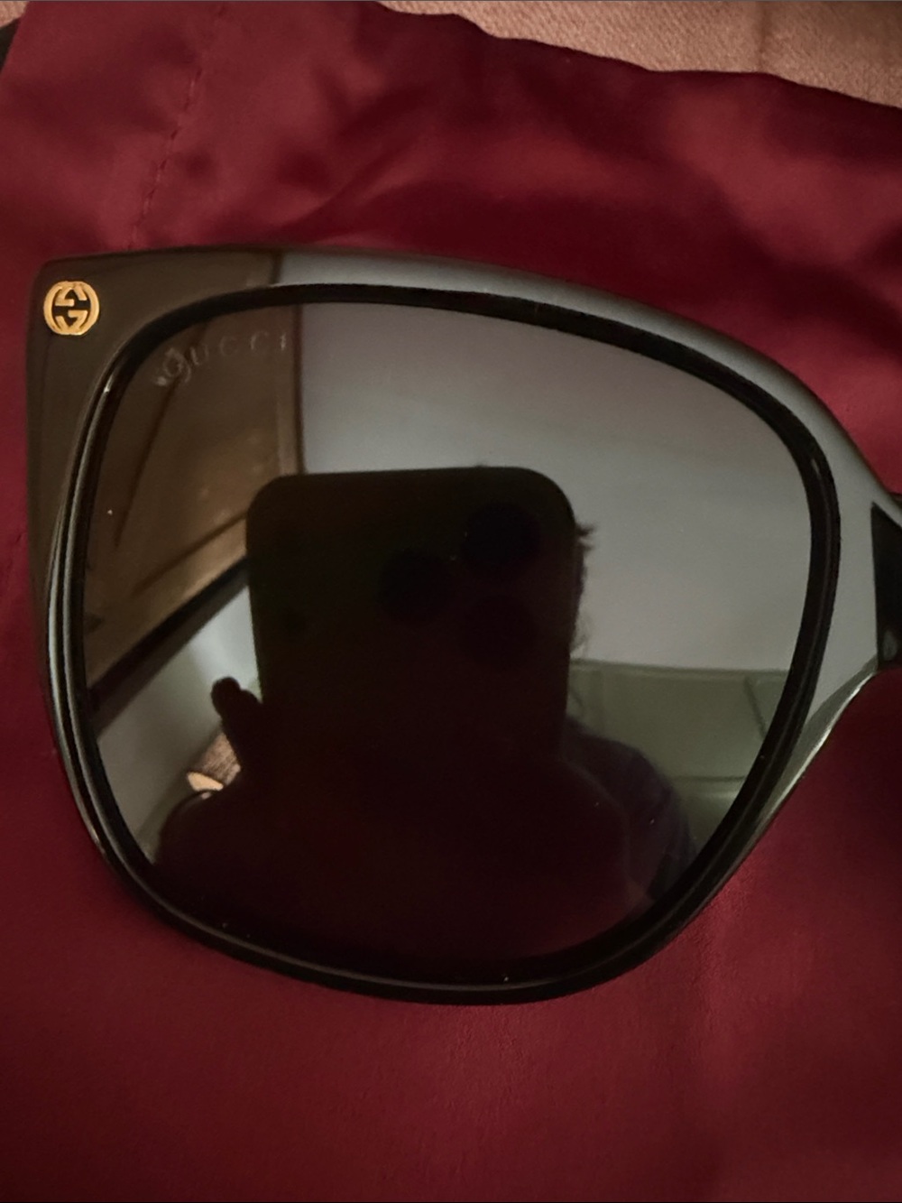 Gucci Black Square Sunglasses with Gold Accents - Picture 3 of 5